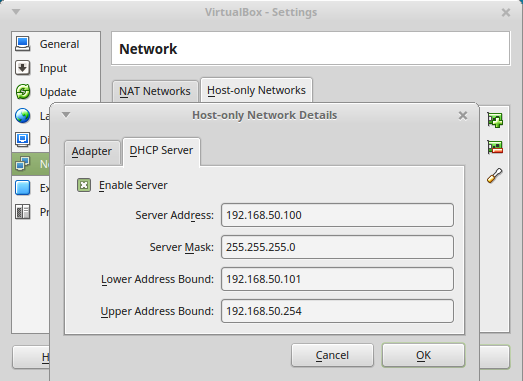 DHCP Server Host-only Networks
