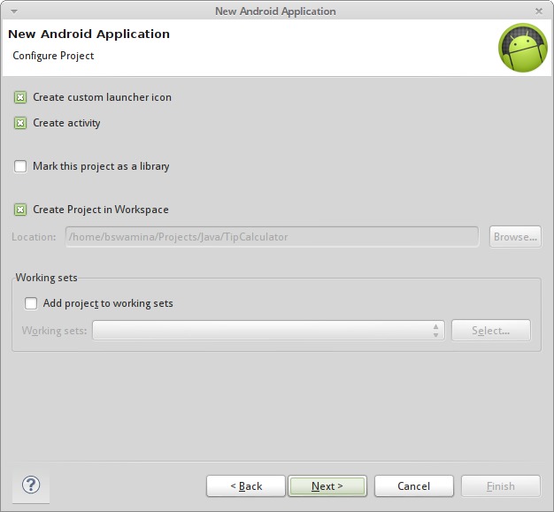 Configure Android Project Image